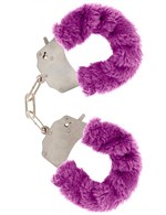 Металлические наручники с фиолетовым мехом - фото 154367