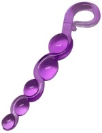 Фиолетовая анальная цепочка из геля - 22 см. - фото 180039