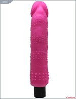 Розовый вибратор из ультраскин с точками по всей длине - 24 см. - фото 154458