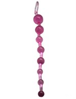 Розовая анальная цепочка с ручкой - 30 см. - фото 154617