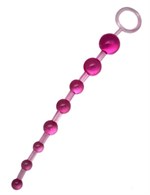 Розовая анальная цепочка с ручкой - 30 см. - фото 154616