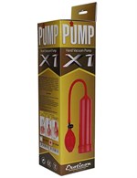 Красная вакуумная помпа Eroticon PUMP X1 с грушей - фото 1395095