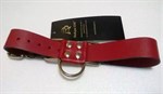 Широкие красные ременные наручники с полукольцом - фото 1395119