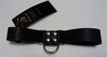 Чёрные широкие ременные наручники с полукольцом - фото 404906