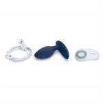 Синяя анальная пробка для ношения Ditto с вибрацией и пультом ДУ - 8,8 см. - фото 1395134