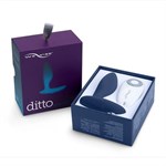 Синяя анальная пробка для ношения Ditto с вибрацией и пультом ДУ - 8,8 см. - фото 1395137