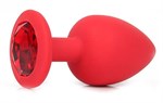 Красная силиконовая пробка с красным кристаллом размера L - 9,2 см. - фото 190581