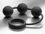 Анальные шарики Silicone Cock Ring with 3 Weighted Balls - фото 1395293