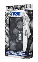 Анальные шарики Tom of Finland Silicone Cock Ring with 3 Weighted Balls - фото 155157