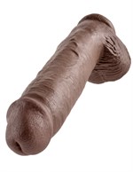 Коричневый фалоимитатор-гигант на присоске 11  Cock with Balls - 28 см. - фото 155209