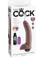 Коричневый фаллоимитатор с эффектом семяизвержения Squirting Cock with Balls - 22,9 см. 63283