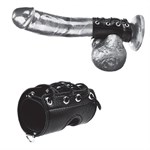 Чёрная утяжка на пенис со шнуровкой 100% PVC STRAP WITH METAL SNAP - фото 1361282