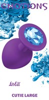 Большая фиолетовая анальная пробка Emotions Cutie Large с голубым кристаллом - 10 см. - фото 156012