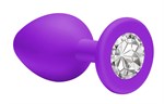 Средняя фиолетовая анальная пробка Emotions Cutie Medium с прозрачным кристаллом - 8,5 см. - фото 156026