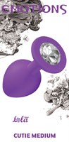 Средняя фиолетовая анальная пробка Emotions Cutie Medium с прозрачным кристаллом - 8,5 см. - фото 156027