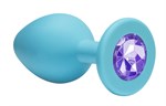 Малая голубая анальная пробка Emotions Cutie Small с фиолетовым кристаллом - 7,5 см. - фото 80904