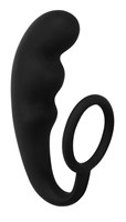 Чёрное эрекционное кольцо с анальным стимулятором Mountain Range Anal Plug - фото 80912