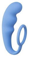 Голубое эрекционное кольцо с анальным стимулятором Mountain Range Anal Plug - фото 307525