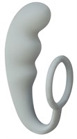 Серое эрекционное кольцо с анальным стимулятором Mountain Range Anal Plug - фото 80918