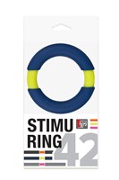 Синее эрекционное кольцо NEON STIMU RING 42MM BLUE/YELLOW - фото 81146