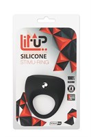 Чёрное эрекционное кольцо LIT-UP SILICONE STIMU RING 7 - фото 81220