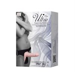 Женский страпон на эластичных ремешках с вибрацией и вагинальной пробкой - 18 см. - фото 54824