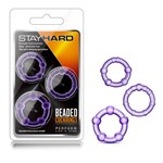 Набор из 3 фиолетовых эрекционных колец Stay Hard Beaded Cockrings - фото 1395837