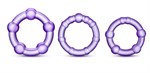 Набор из 3 фиолетовых эрекционных колец Stay Hard Beaded Cockrings - фото 1395836