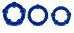 Набор из 3 синих эрекционных колец Stay Hard Beaded Cockrings - фото 1416706