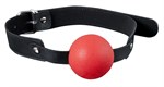 Красный силиконовый кляп-шар с ремешками из полиуретана Solid Silicone Ball Gag - фото 183770