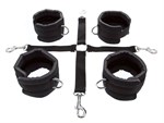 Регулируемые мягкие манжеты на запястья и лодыжки с соединительной крестовиной Hog Tie Cuff Set - фото 54980