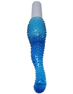 Синий гелевый анальный вибратор с пупырышками - 22 см. - фото 157052