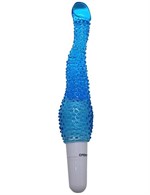 Синий гелевый анальный вибратор с пупырышками - 22 см. - фото 157050