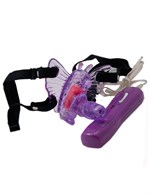Фиолетовый клиторальный стимулятор-бабочка с 7 режимами вибрации - фото 157083