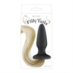 Чёрная анальная пробка с хвостом цвета блонд Filly Tails Palomino - фото 55456