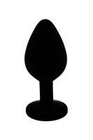 Чёрная силиконовая анальная пробка с чёрным кристаллом - 7 см. - фото 1361584