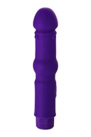Фиолетовый вибратор с утолщением посередине и клиторальным зайчиком - 18 см. - фото 1361649