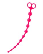 Розовые анальные бусы из силикона с широкой ручкой - фото 158726