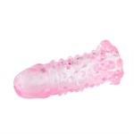 Розовая насадка на пенис с пупырышками и усиками - 13 см. - фото 55962
