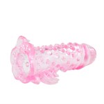 Розовая насадка на пенис с пупырышками и усиками - 13 см. - фото 55963