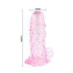 Розовая насадка на пенис с пупырышками и усиками - 13 см. - фото 55964