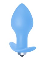 Голубая анальная пробка с вибрацией Bulb Anal Plug - 10 см. - фото 158907