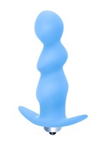 Голубая анальная пробка с вибрацией Spiral Anal Plug - 12 см. - фото 182901