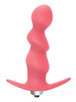 Розовая анальная пробка с вибрацией Spiral Anal Plug - 12 см. - фото 158913
