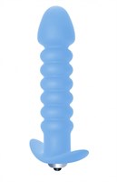 Голубая  анальная пробка с вибрацией Twisted Anal Plug - 13 см. - фото 158919