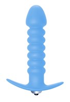 Голубая  анальная пробка с вибрацией Twisted Anal Plug - 13 см. - фото 158918