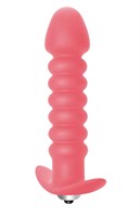 Розовая анальная пробка с вибрацией Twisted Anal Plug - 13 см. - фото 190431