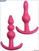 Набор из 4 розовых анальных пробок для ношения - фото 159841