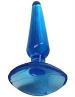 Голубая анальная пробка Butt Plug на присоске - 11 см. - фото 184037
