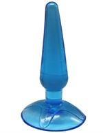 Голубая анальная пробка Butt Plug на присоске - 11 см. - фото 184036